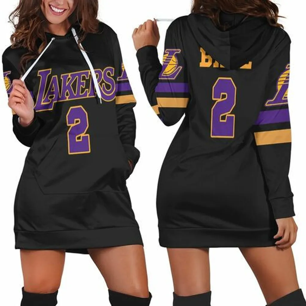 02 Lonzo Ball Lakers Jersey Inspired Style Hoodie Dress, Sweater Dress, Sweatshirt Dress