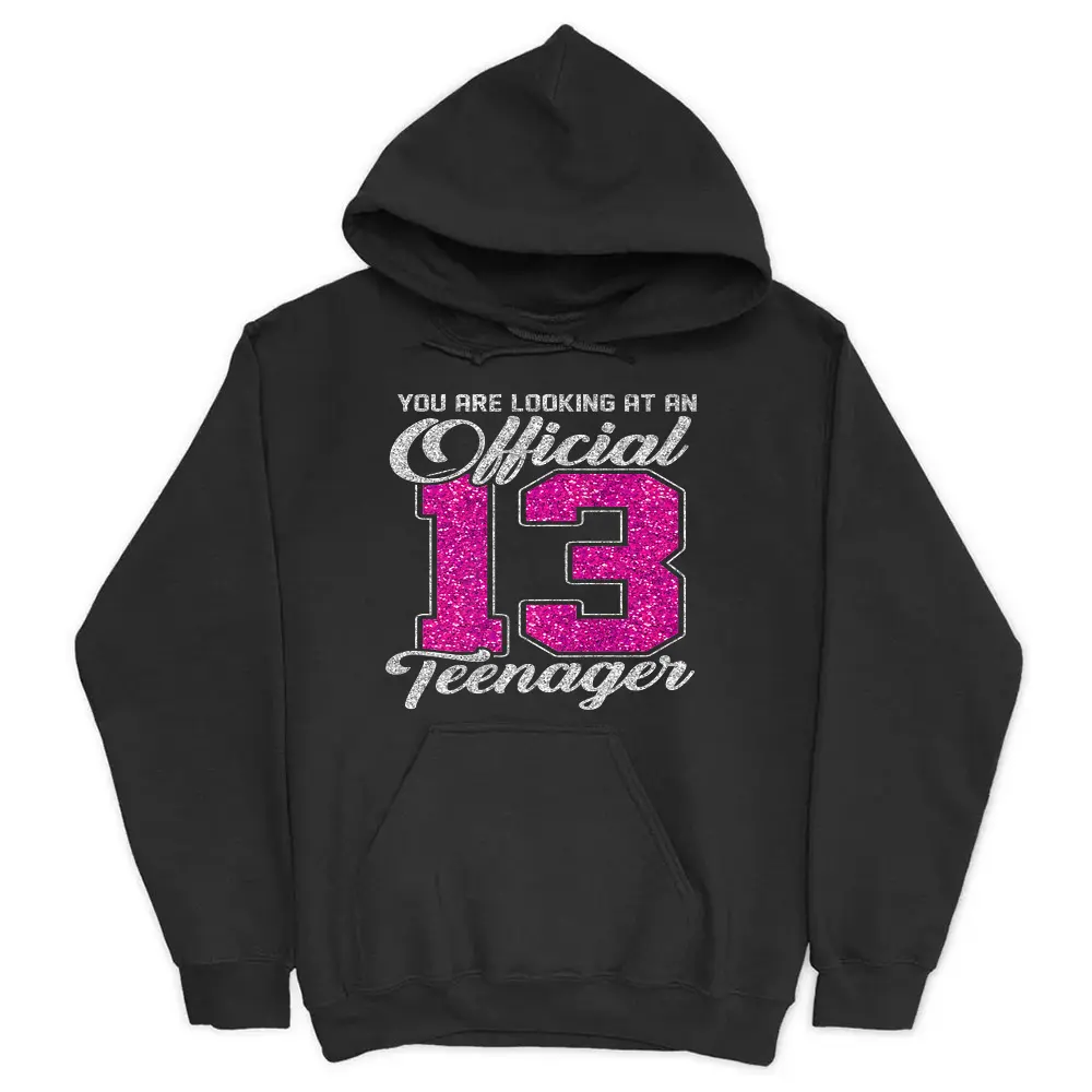 13 Years Old Gifts 13th Birthday  Official Teenager Hoodie - Black