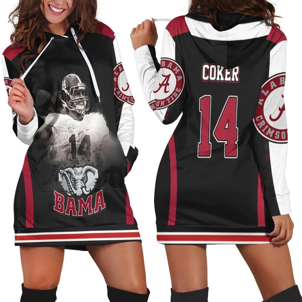 14 Jake Coker Alabama Crimson Tide Hoodie Dress, Sweater Dress, Sweatshirt Dress