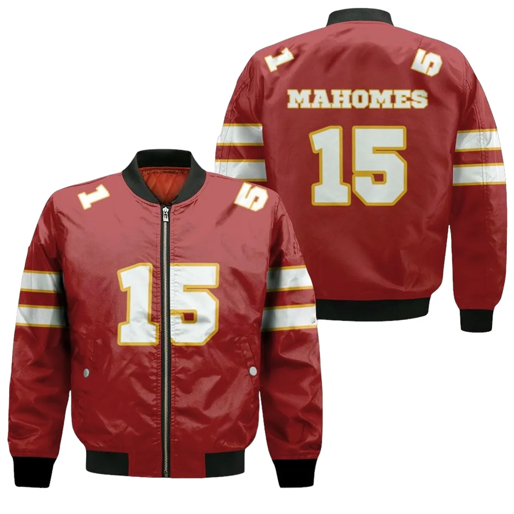 15 Partrick Mahomes Kannas City Jersey Inspired Style Bomber Jacket for Men Women