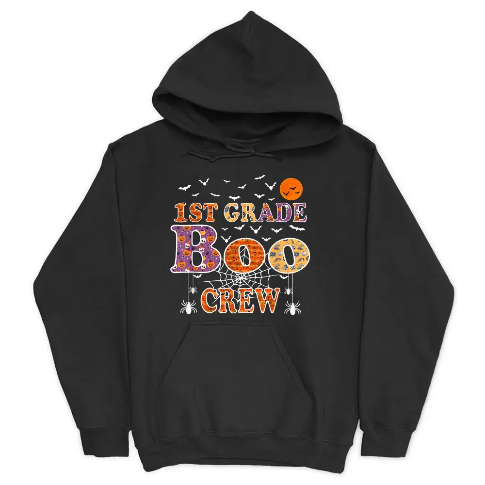 1st Grade Boo Crew Shirt Funny Halloween Teachers Students Hoodie - Black