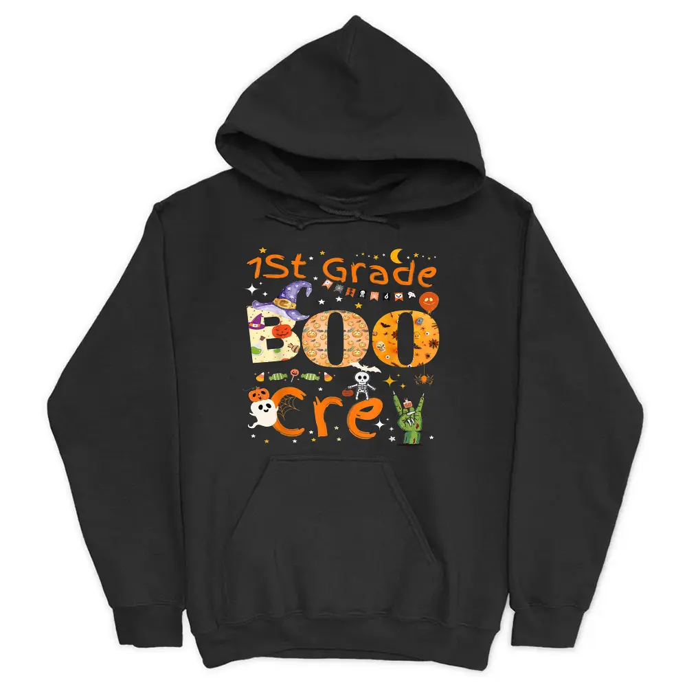 1st Grade Boo Crew Teacher Student Halloween Party Hoodie - Black