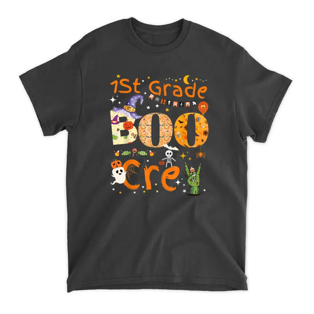 1st Grade Boo Crew Teacher Student Halloween Party T-Shirt - Black