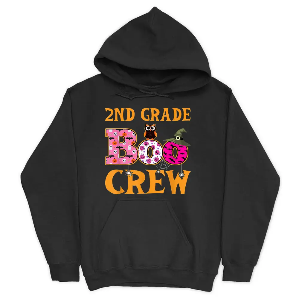 2nd Grade Boo Crew Halloween Second Grade Teacher Student Hoodie - Black