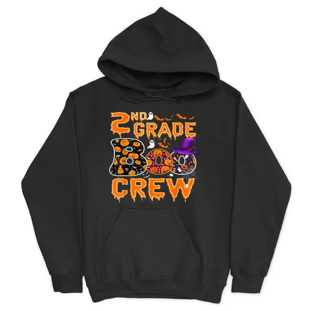 2nd Grade Boo Crew Teachers Students Halloween Costume Hoodie - Black