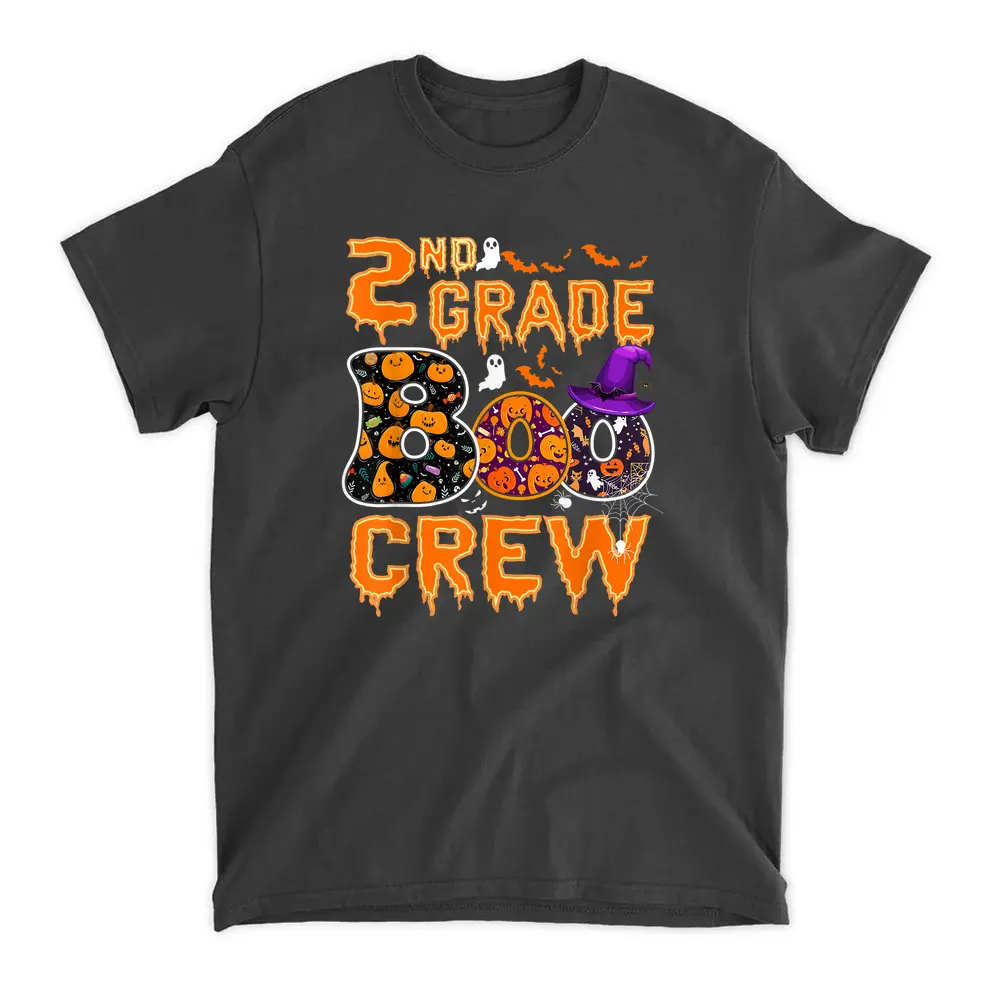 2nd Grade Boo Crew Teachers Students Halloween Costume T-Shirt - Black