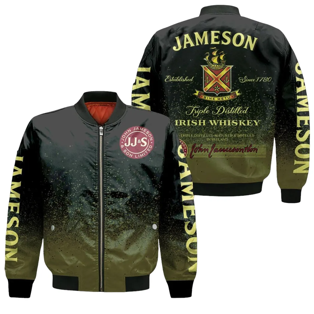 3d Bomber Jacket Jameson Irish Whiskey Triple Distilled Logo For Lovers 3d Jersey Bomber Jacket for Men Women