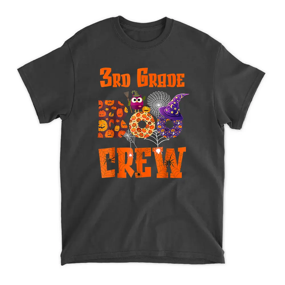 3rd Grade Boo Crew Funny Halloween  Ghost Spooky Teacher T-Shirt - Black