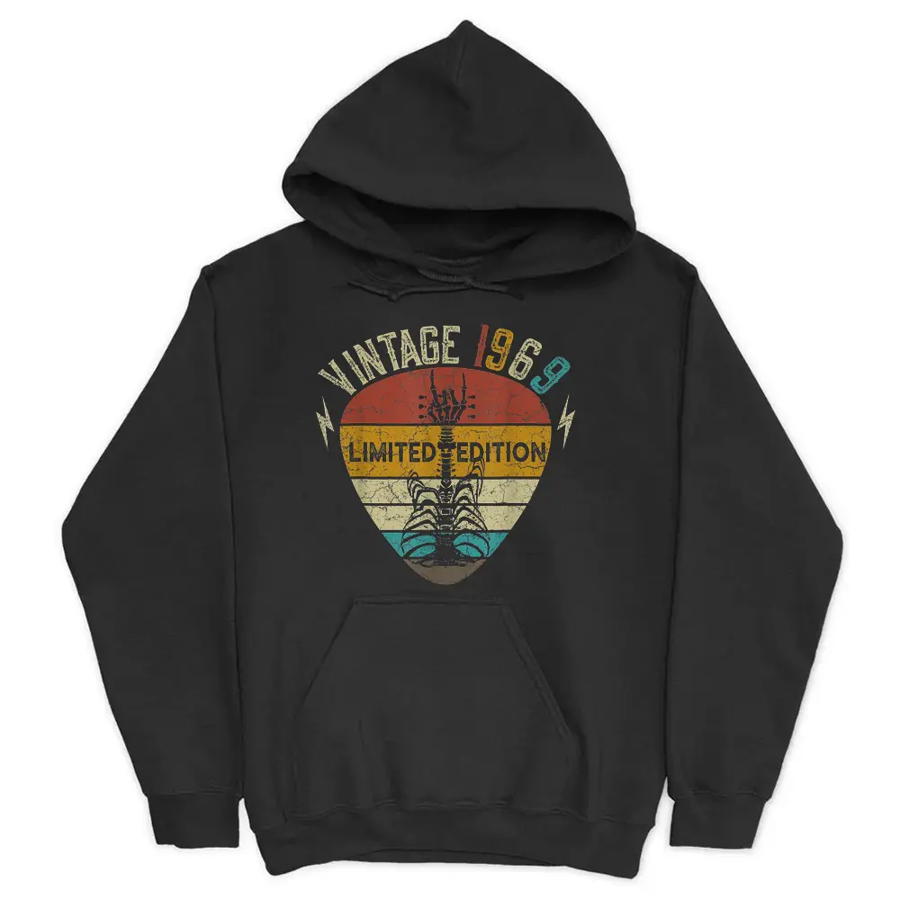 53 Years Old Guitar Lover Gifts Vintage 1969 Hoodie - Black