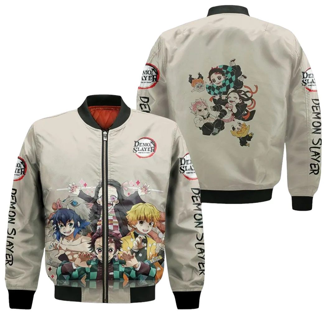 Anime Kimetsu No Yaiba Tanjiro And Nezuko And Inosuke Bomber Jacket for Men Women