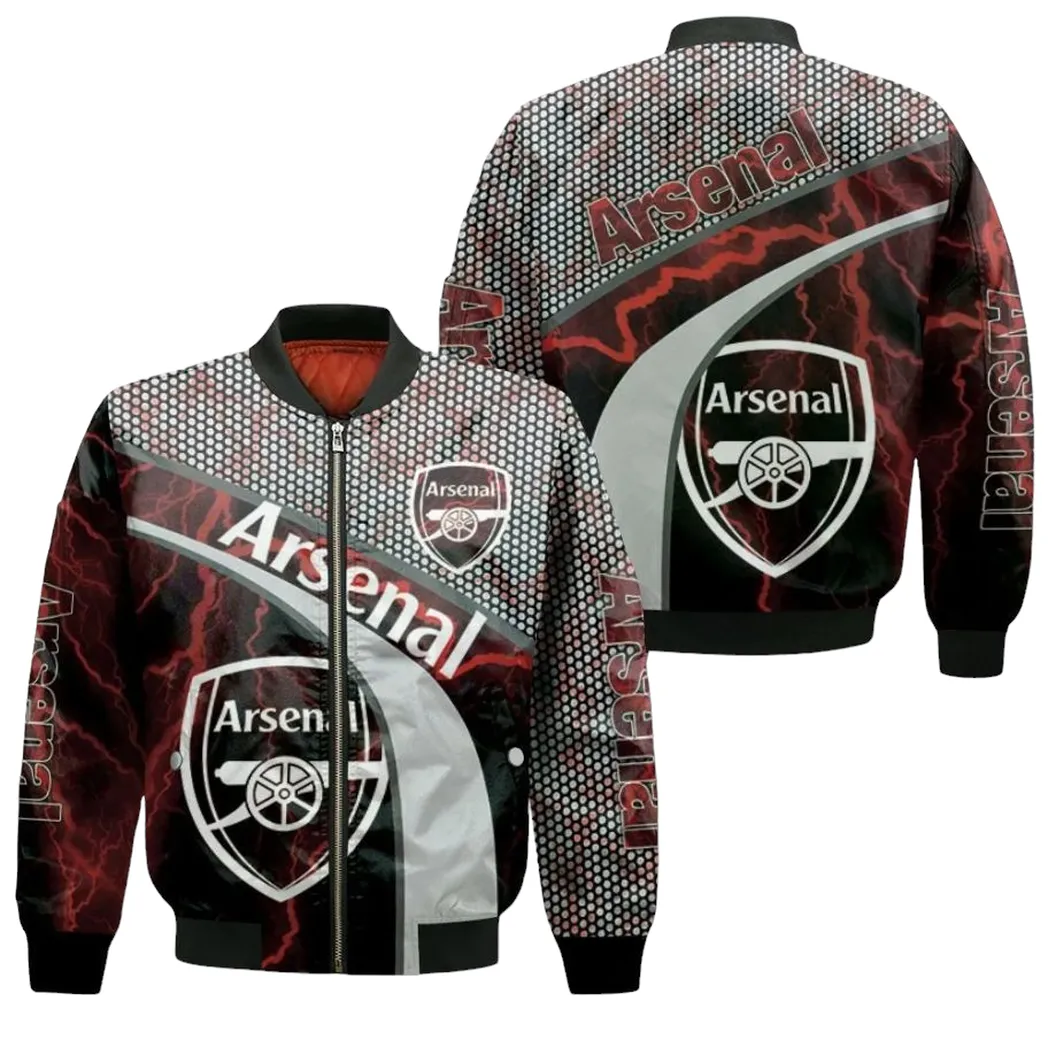 Arsenal Fc For Fans 3d Jersey Bomber Jacket for Men Women