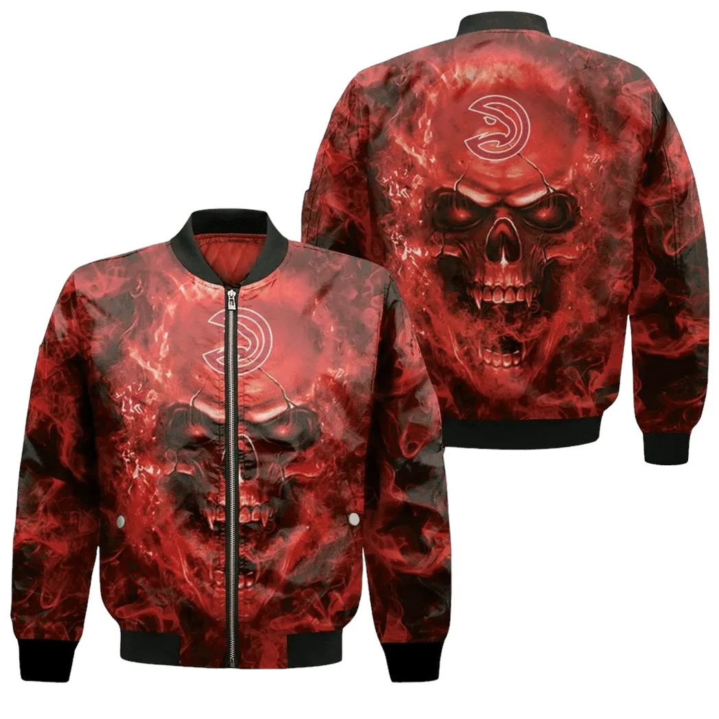 Atlanta Hawks Nba Fans Skull Bomber Jacket for Men Women