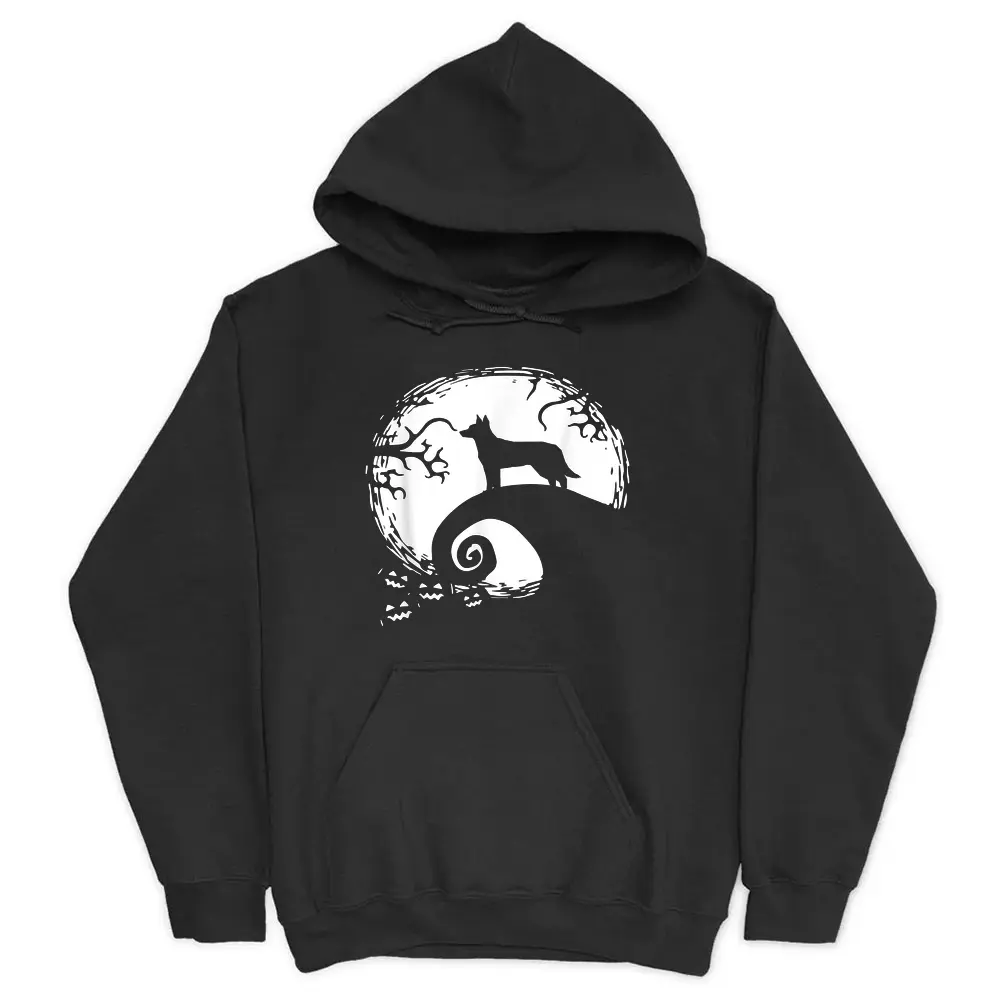 Australian Kelpie And Moon Halloween Hoodie - Black