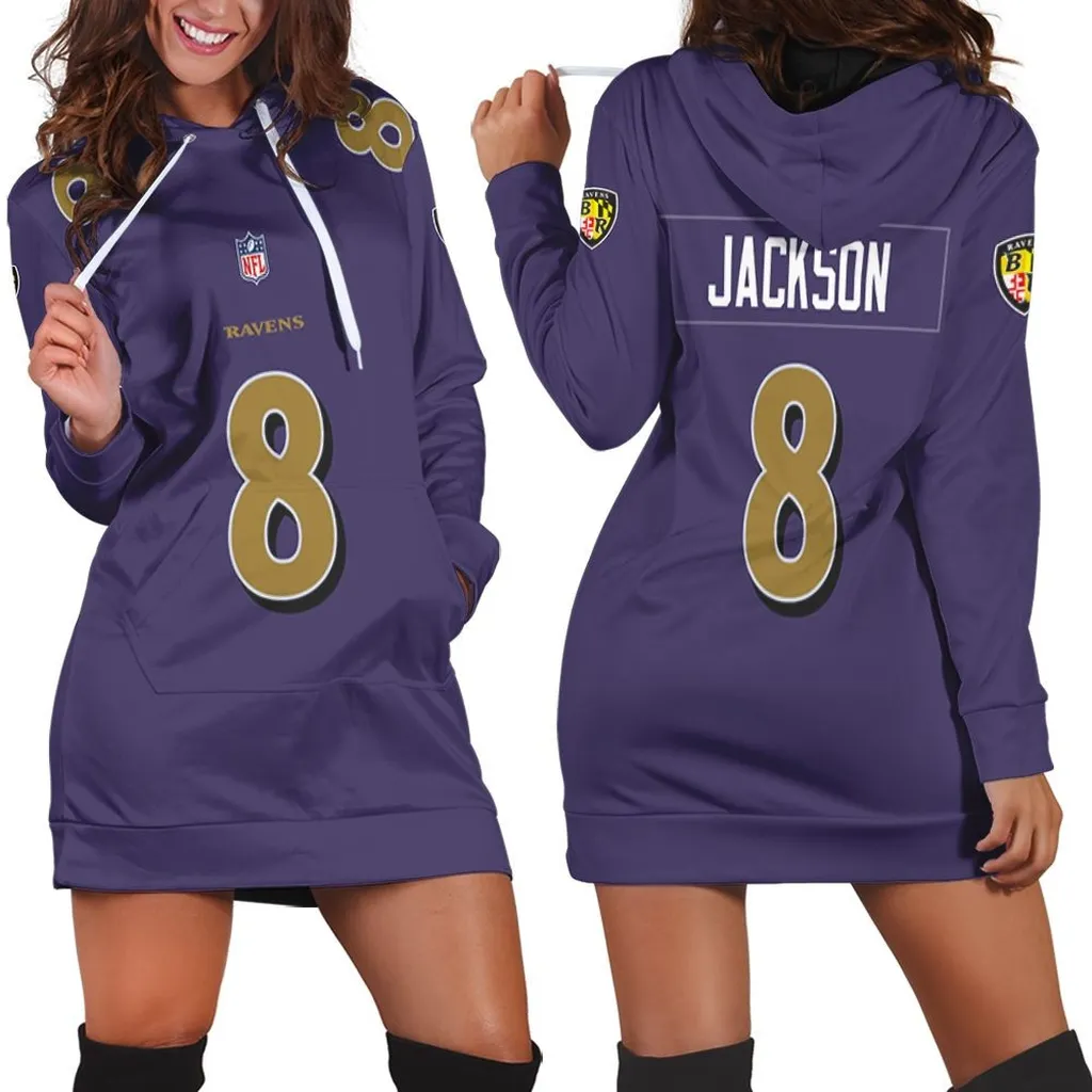 Baltimore Ravens Lamar Jackson 8 NFL Color Rush Limited Purple Jersey Style Dress Gift For Ravens Fans Hoodie Dress