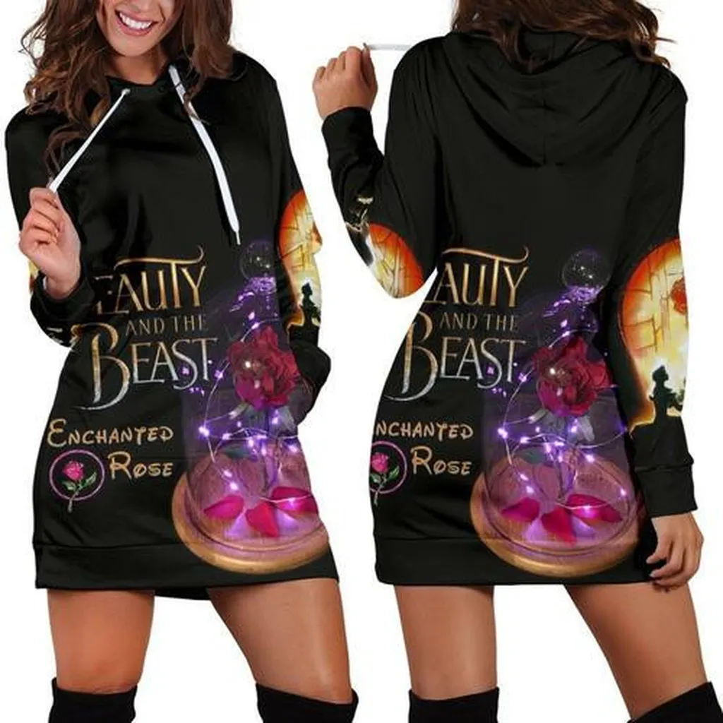 Beauty And The Beast Hoodie Dress, Sweater Dress, Sweatshirt Dress 3d All Over Print For Women Hoodie