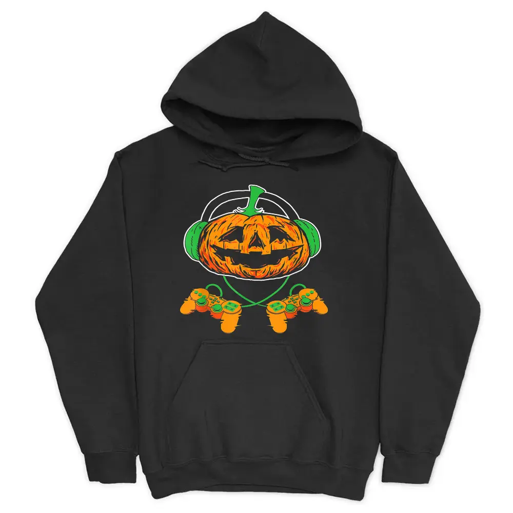 Boys Halloween Shirt Jack O Lantern Gamer Halloween Ver 2 Hoodie - Black