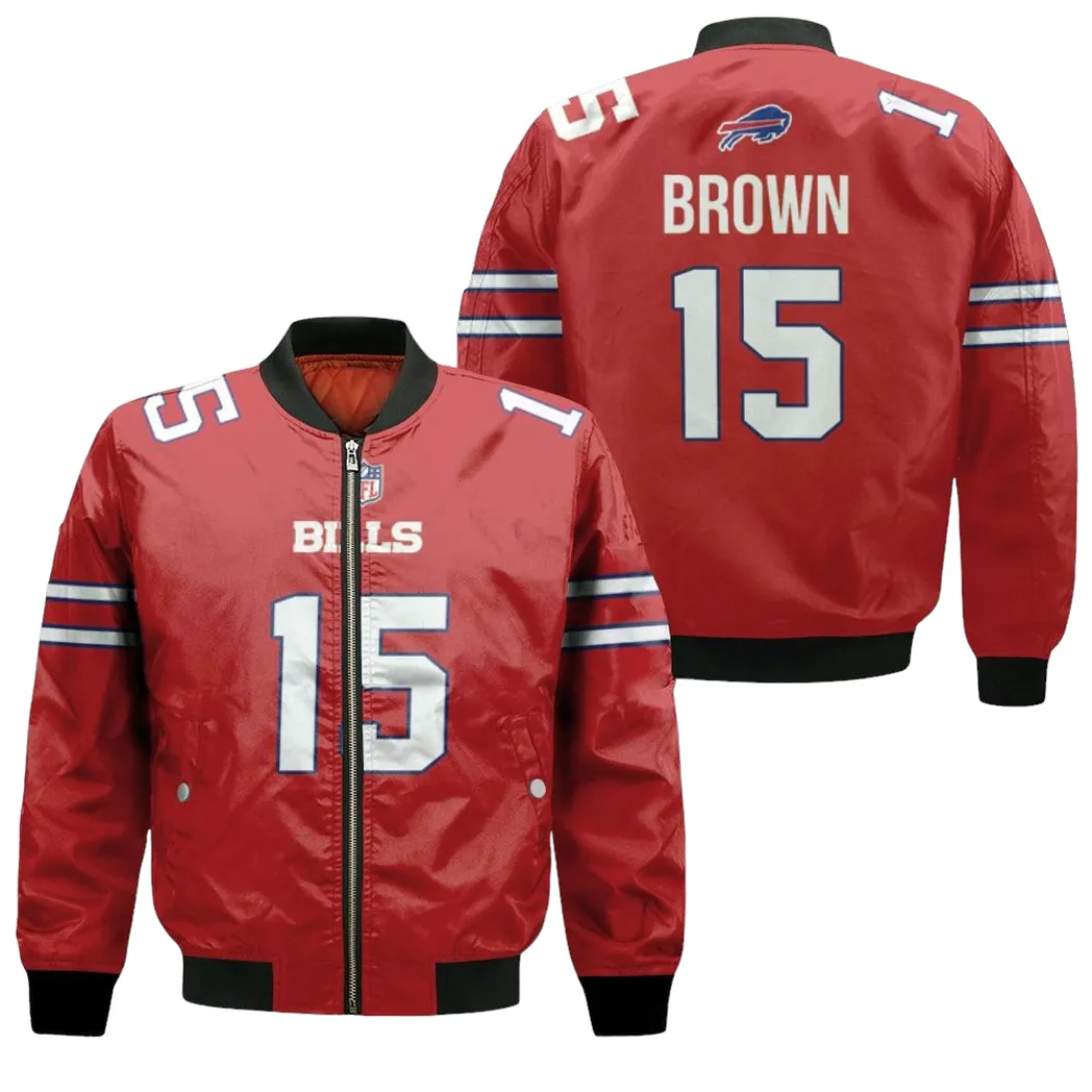 Buffalo Bills John Brown 15 Great Player Nfl American Football Red Color Rush Jersey Style Gift For Bills Fans Bomber Jacket for Men Women