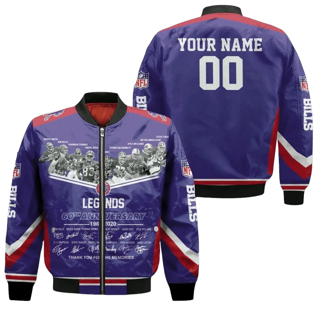 Buffalo Bills Legends Sign 60th Anniversary Afc West Champions Snoopy Fan Personalized Bomber Jacket for Men Women