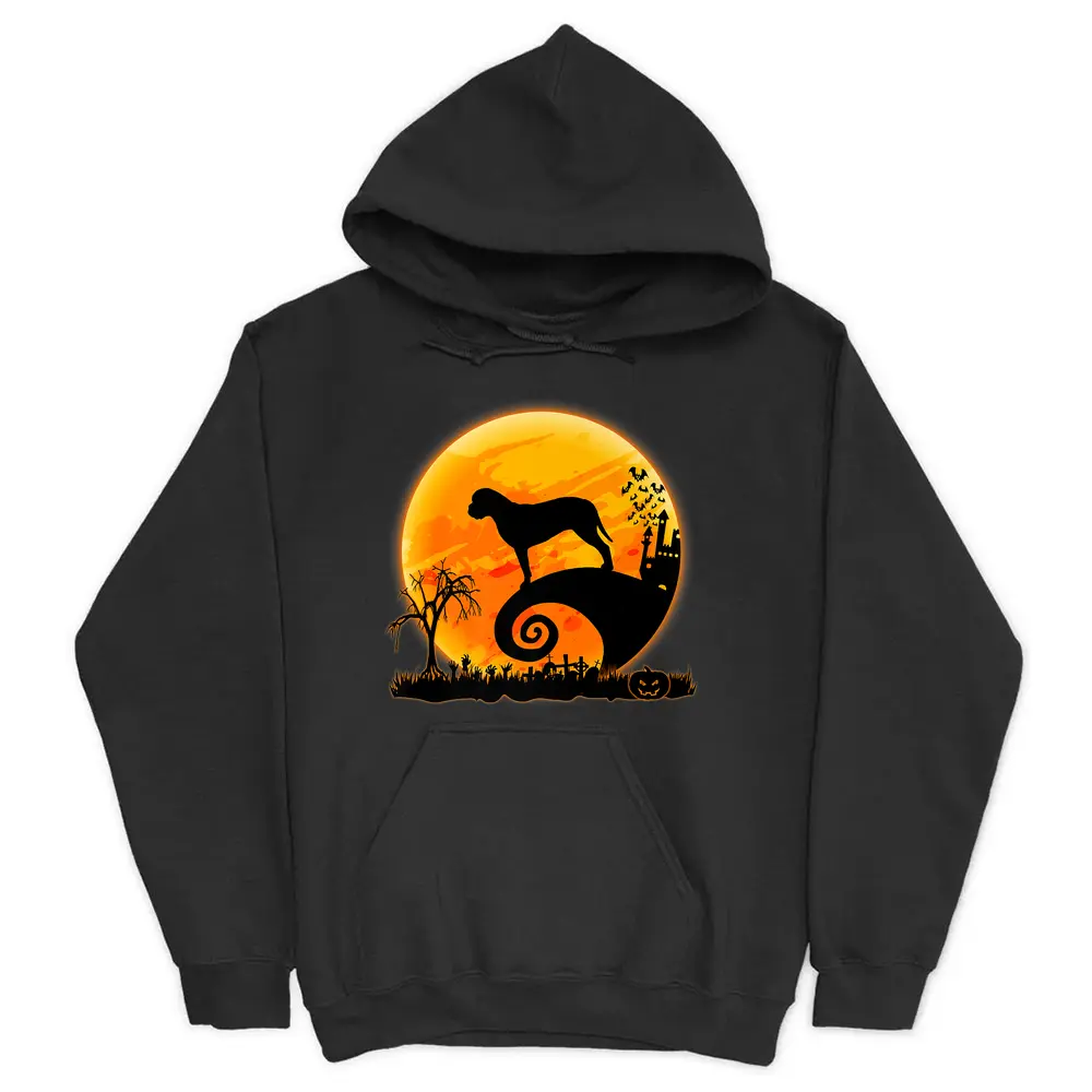 Bullmastiff Dog Scary And Moon Funny Halloween Costume Hoodie - Black