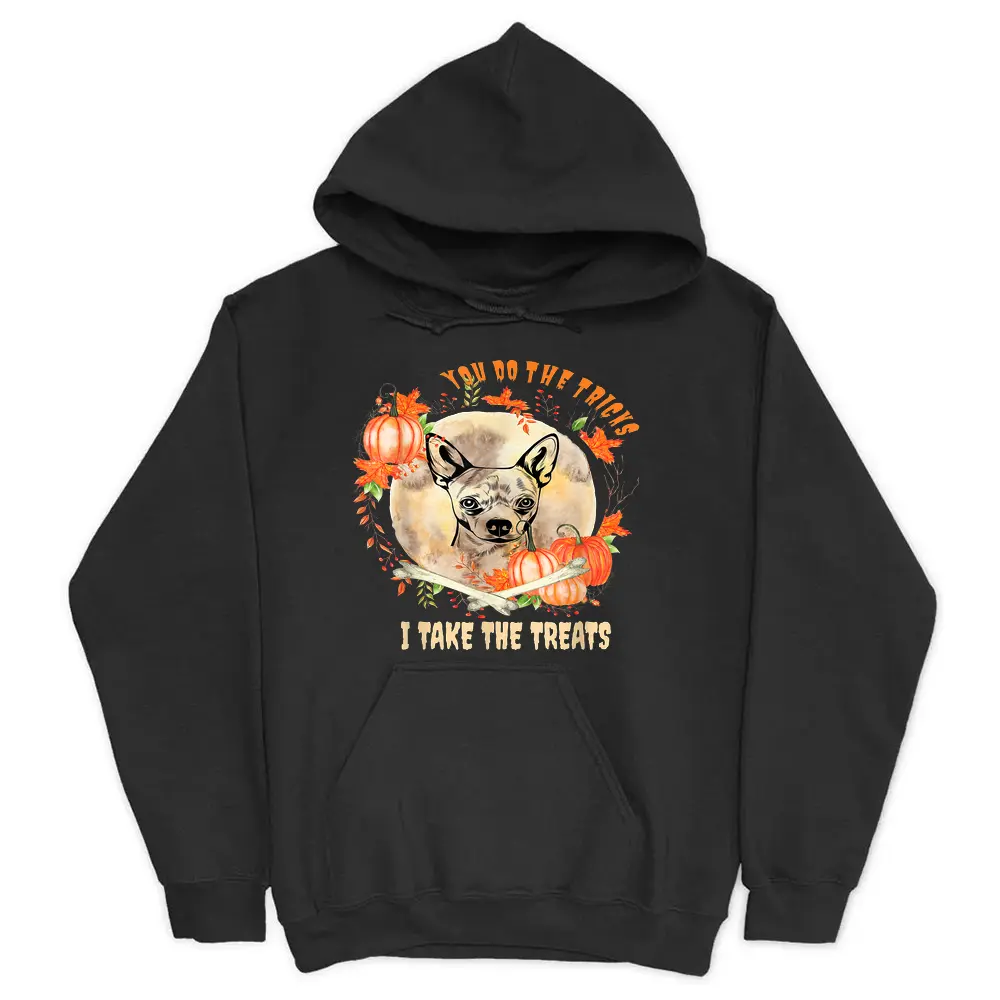 Chihuahua Dog Owner Halloween Pumpkin Humor Funny Hoodie - Black