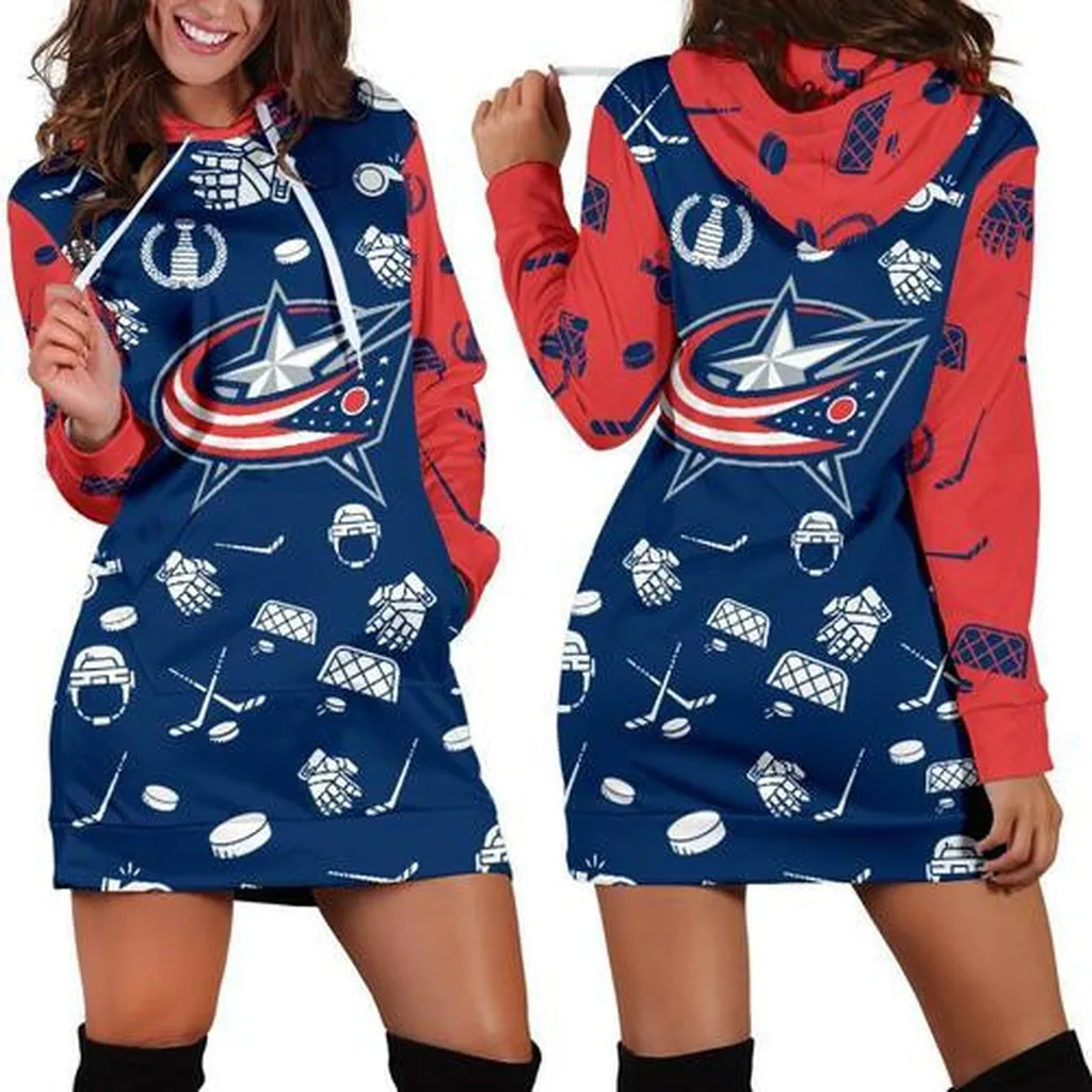 Columbus Blue Jackets Womens Hoodie Dress, Sweater Dress, Sweatshirt Dress 3d All Over Print For Women Hoodie