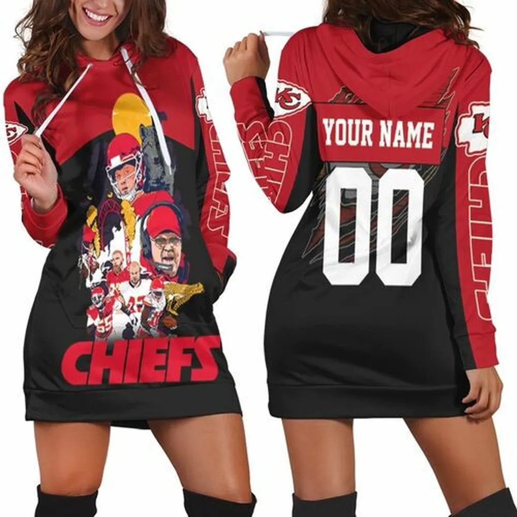 Kansas City Chiefs Andy Reid  Team Wolf Nfl 2020 Super Bowl 3d Hoodie Dress, Sweater Dress, Sweatshirt Dress