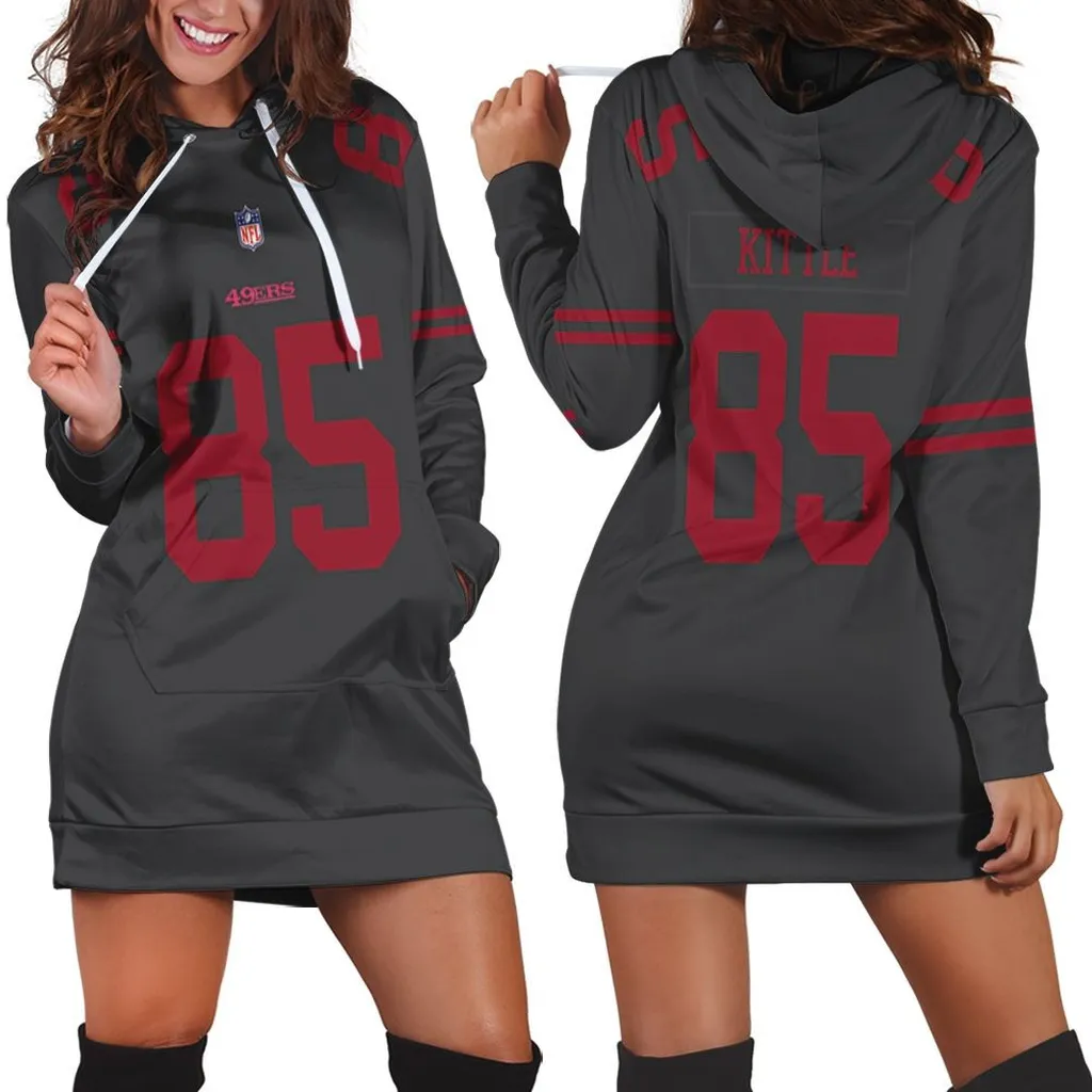 San Francisco 49ers George Kittle 85 2019 NFL American Football Black Game Jersey Style Dress Gift For 49ers Fans Hoodie Dress