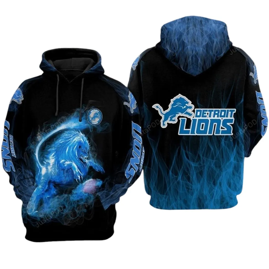 Nfl Detroit Lions Nfl Football Lions Smoke 3D All Over Print Hoodie