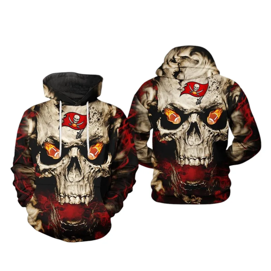 Nfl Tampa Bay Buccaneers Nfl Skull Team 3D All Over Print Hoodie