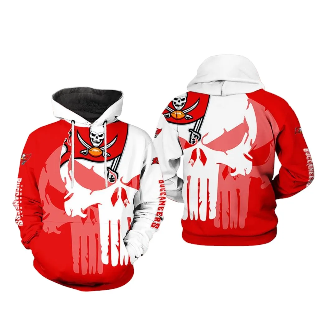 Nfl Tampa Bay Buccaneers Nfl Team Skull 3D All Over Print Hoodie