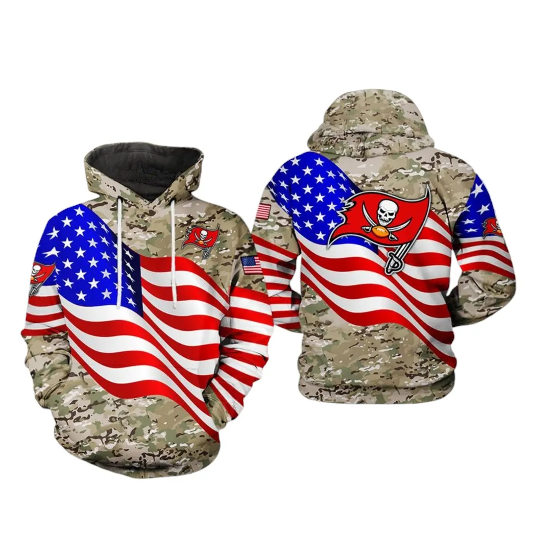 Nfl Tampa Bay Buccaneers Nfl Us Flag Camo Veteran Team 3D All Over Print Hoodie