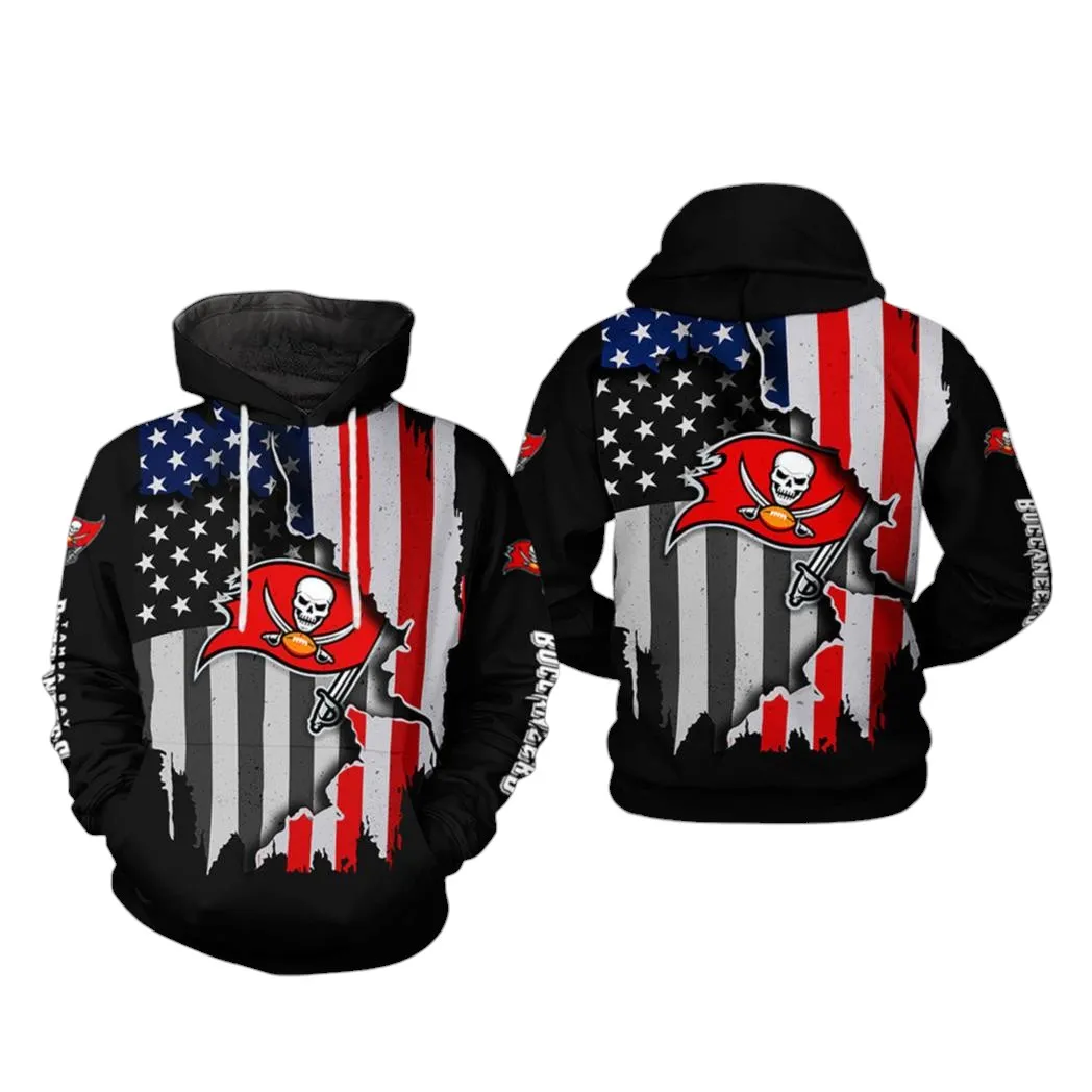 Nfl Tampa Bay Buccaneers Nfl Us Flag Team 3D All Over Print Hoodie