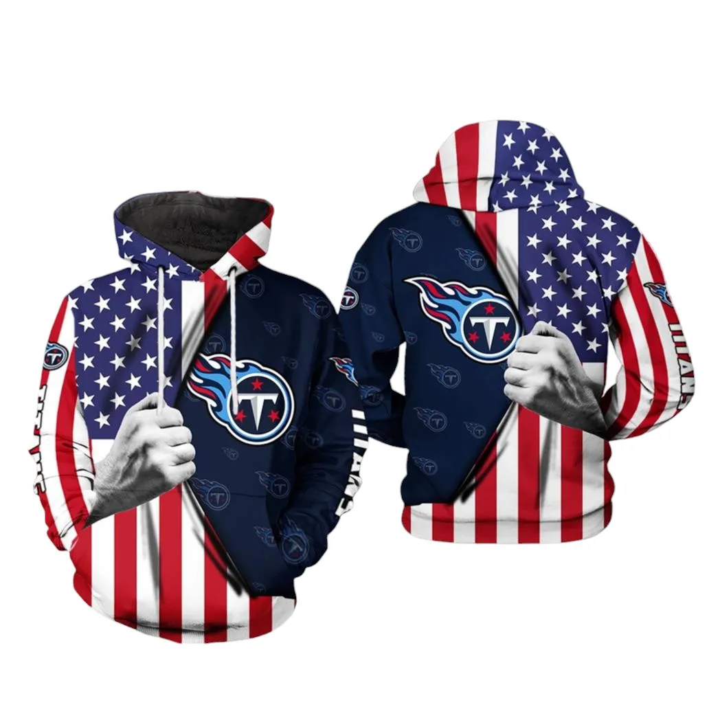 Nfl Tennessee Titans Nfl Us Flag Team 3D All Over Print Hoodie